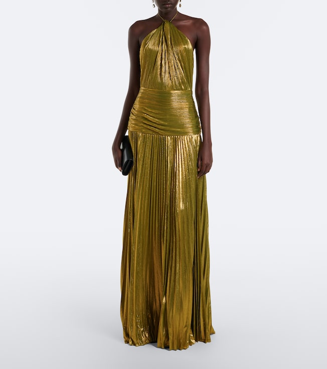 Retrofête Thalia plissé halterneck gown