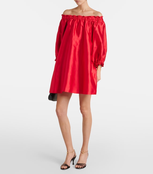 Max Mara Lepre off-shoulder silk and cotton minidress