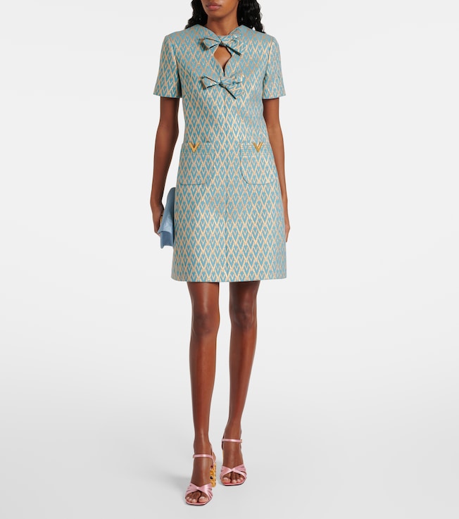 Valentino Toute La V wool-blend jacquard minidress
