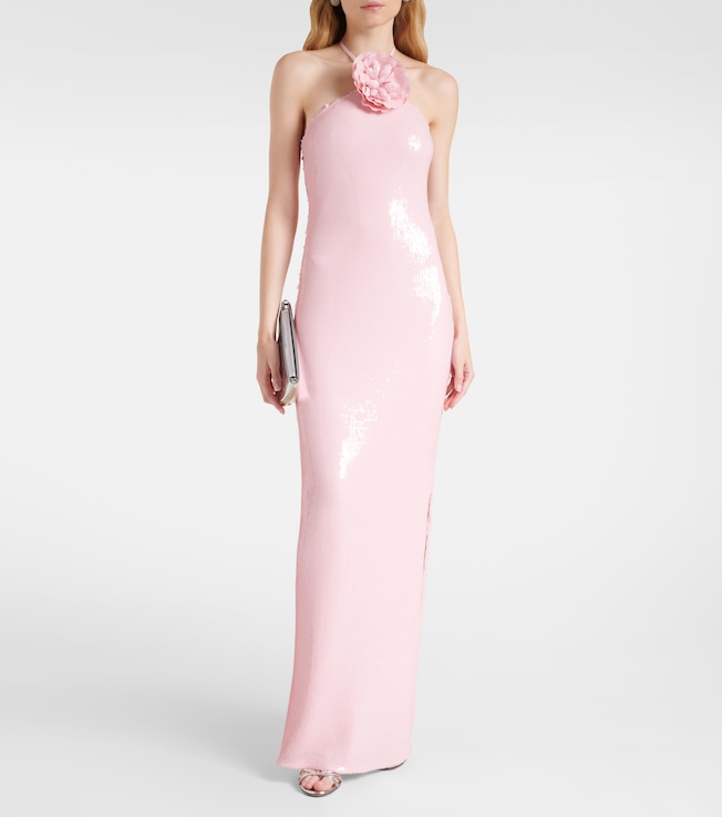 Rodarte Floral appliqué sequined gown