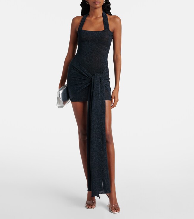 Aya Muse Gathered lamé minidress