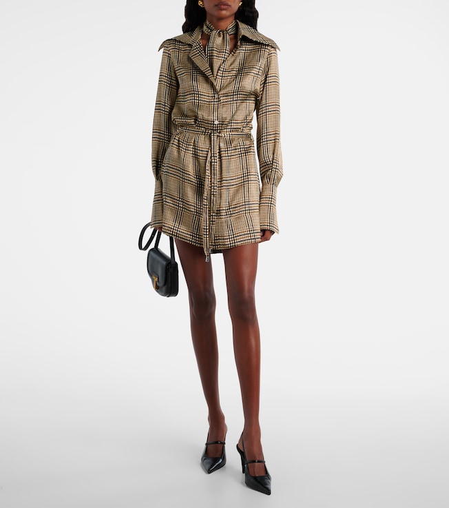 Patou Prince of Wales check silk shirt dress