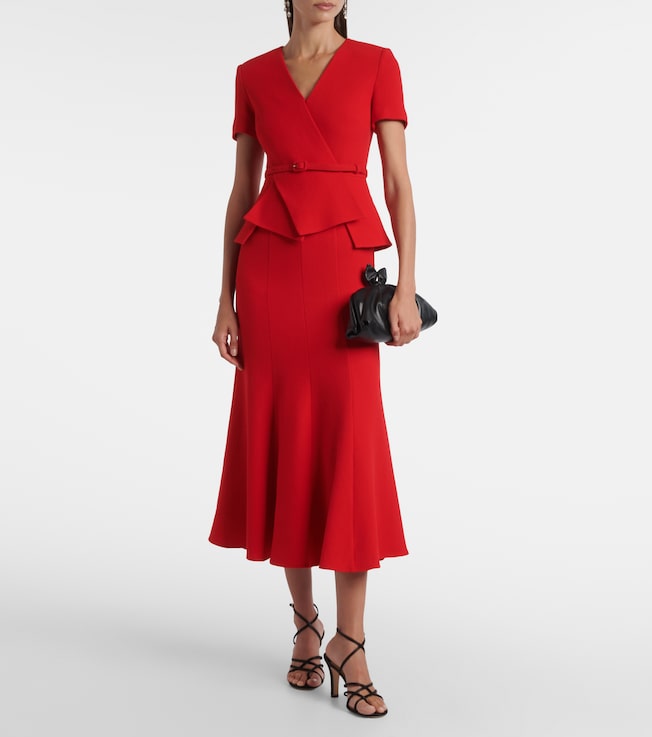 Roland Mouret Draped peplum wool midi dress