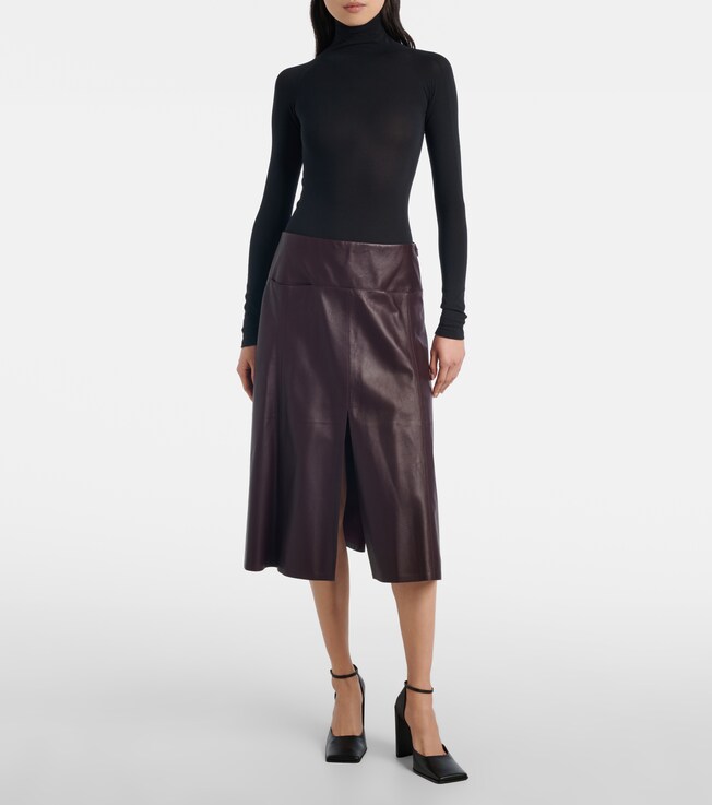 Alaïa Low-rise leather midi skirt