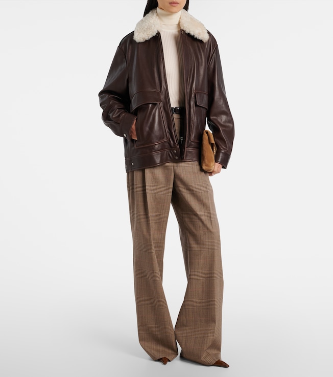 NOUR HAMMOUR Drey shearling-trimmed leather jacket