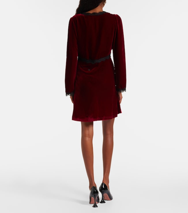 RIXO Rixo Macie lace-trimmed velvet minidress