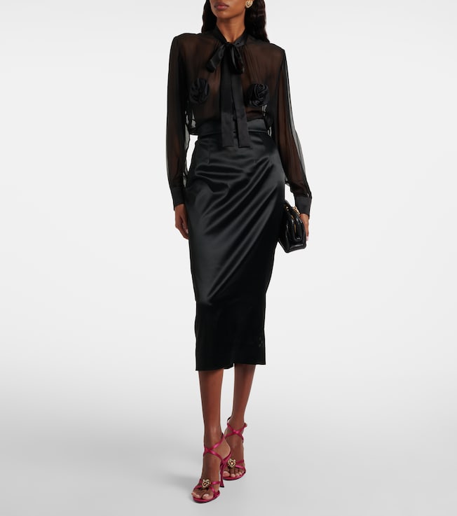 Dolce&Gabbana High-rise satin pencil skirt
