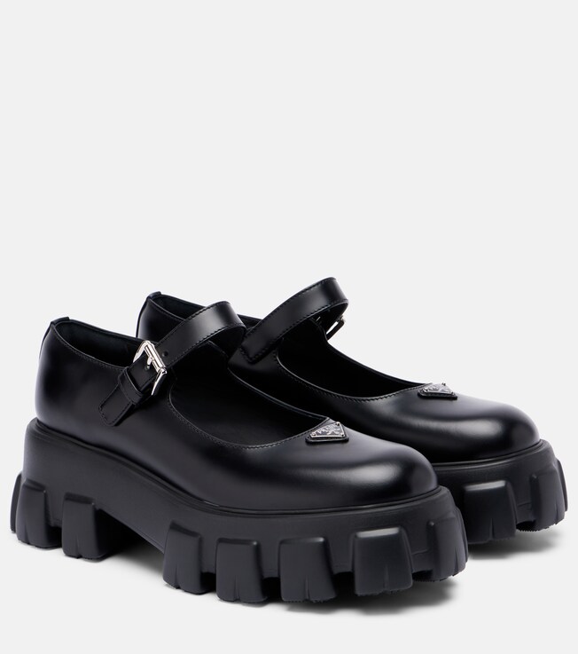 Prada Monolith leather Mary Jane flats