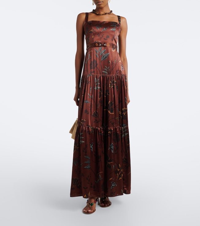 Agua by Agua Bendita Lima printed satin maxi dress