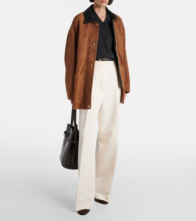 NOUR HAMMOUR Barn leather-trimmed suede jacket