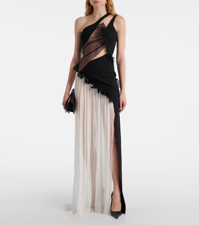 nensi dojaka double petal satin maxi dress DAHLIA SILK CORSET GOWN 40 Adjustable shoulder straps Tan & Pink Leila Signature