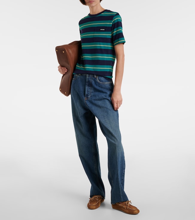 Miu Miu Logo striped cotton jersey T-shirt