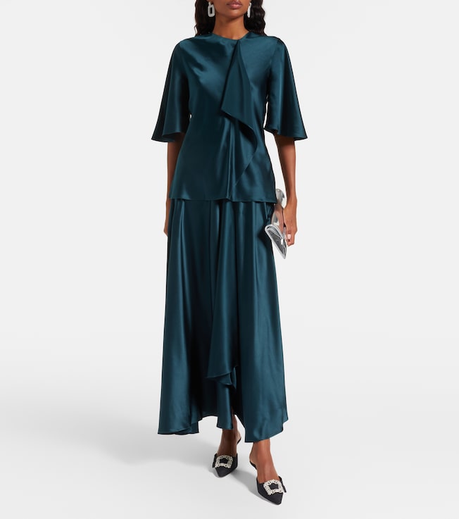 Roksanda Naiara draped silk satin top