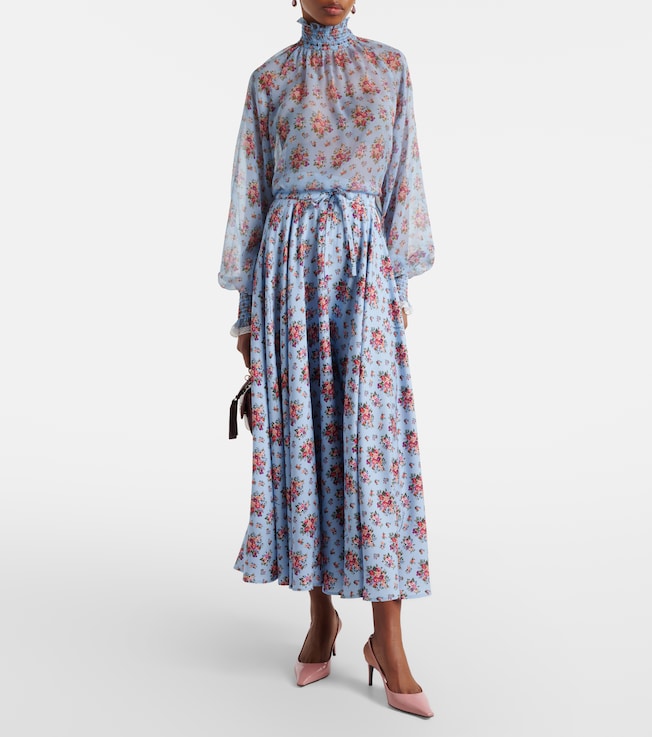 Dolce&Gabbana Floral silk-blend midi skirt