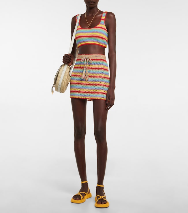 Anna Kosturova Striped crocheted cotton crop top