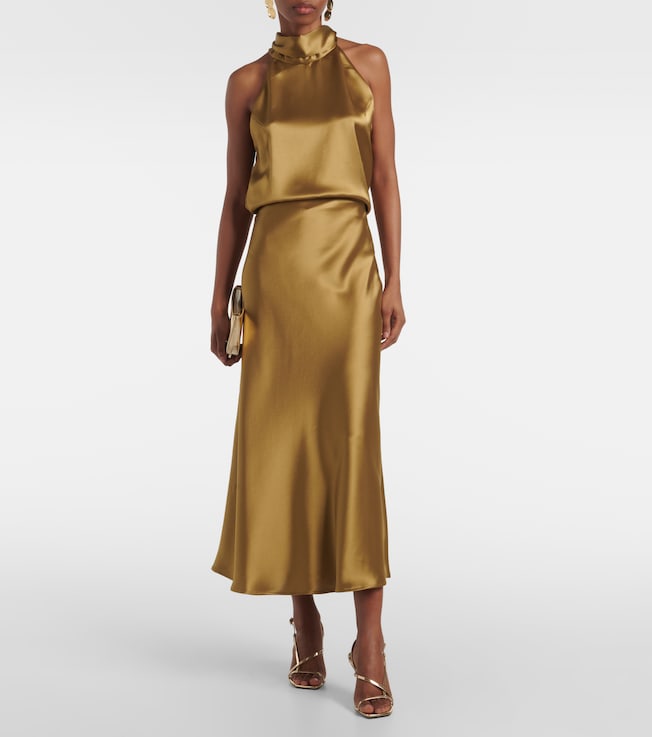 Galvan Valletta satin slip skirt