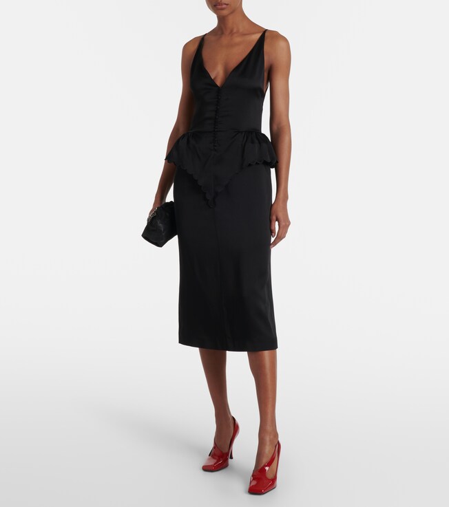 Stella McCartney Open-back peplum satin midi dress