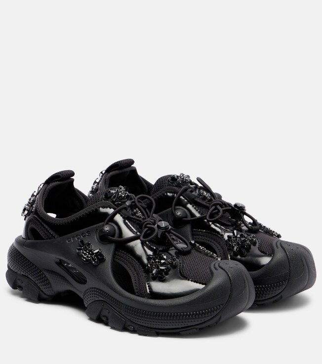 Simone Rocha - Crystal Buckle Tracker leather-trimmed shoes | Plush