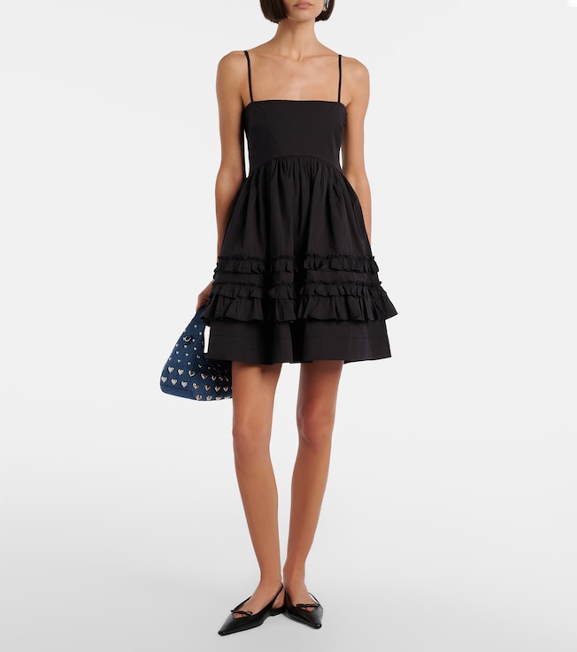 GANNI Ruffled cotton-blend minidress