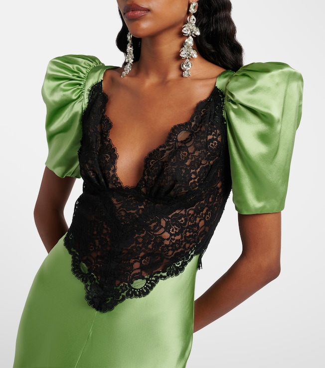 Rodarte Rodarte Lace-trimmed silk cocktail dress