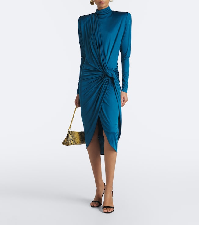 Balmain Gathered jersey midi dress