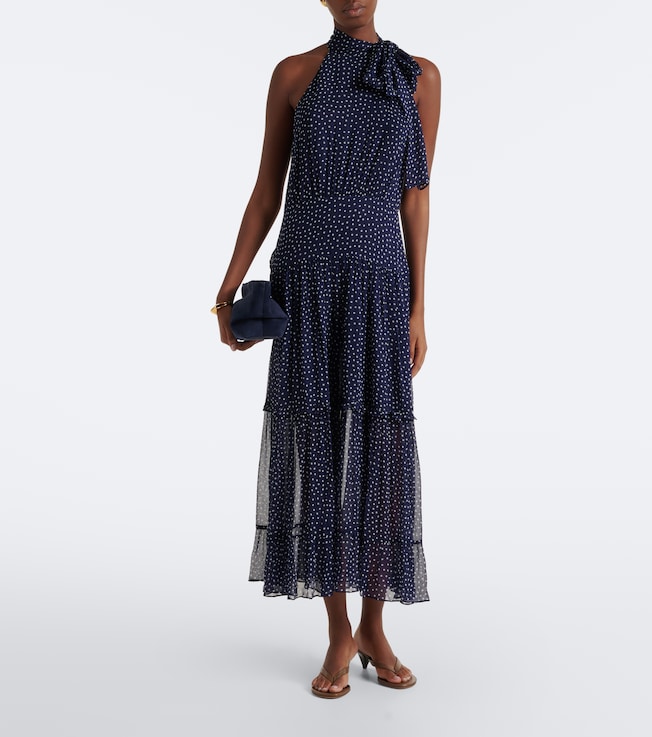 RIXO Rixo Abi polka-dot tie-neck midi dress