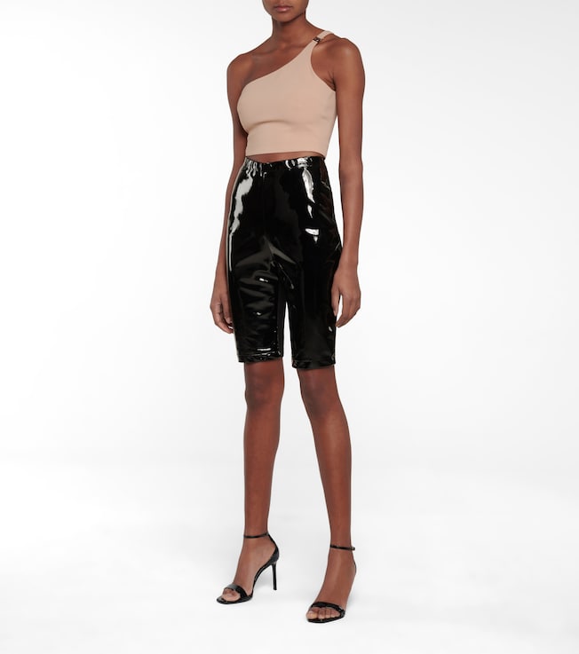 David Koma Patent leather biker shorts