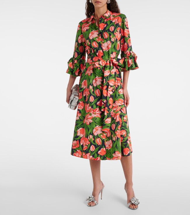 Carolina Herrera Bow-detail cotton-blend shirt dress