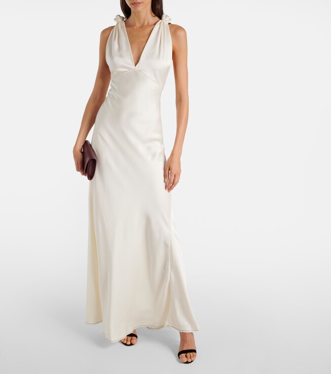 Victoria Beckham Gathered open-back crêpe satin gown