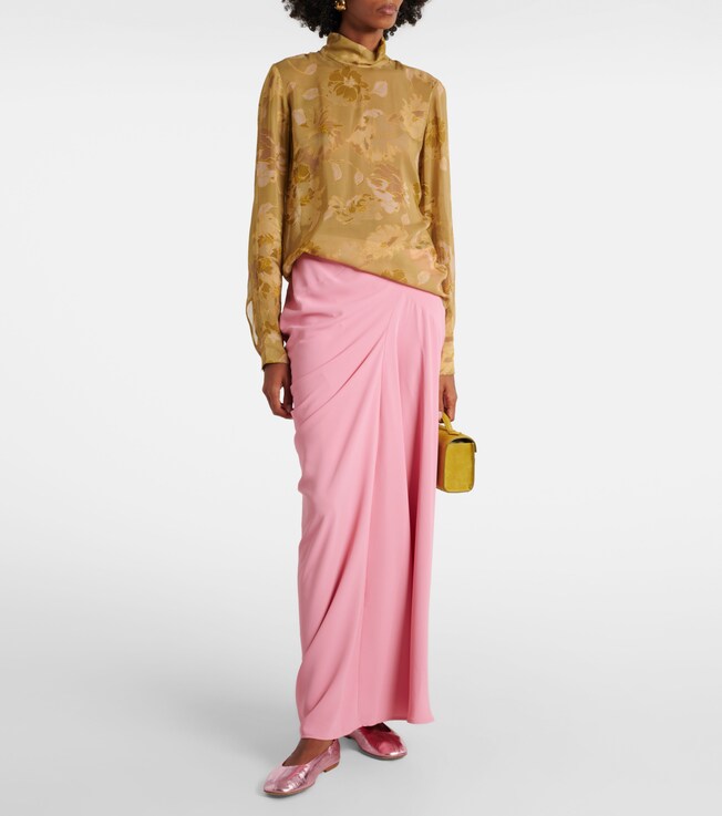Dries Van Noten Draped crêpe maxi skirt