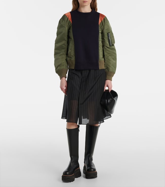 Sacai Cotton jersey and organza minidress