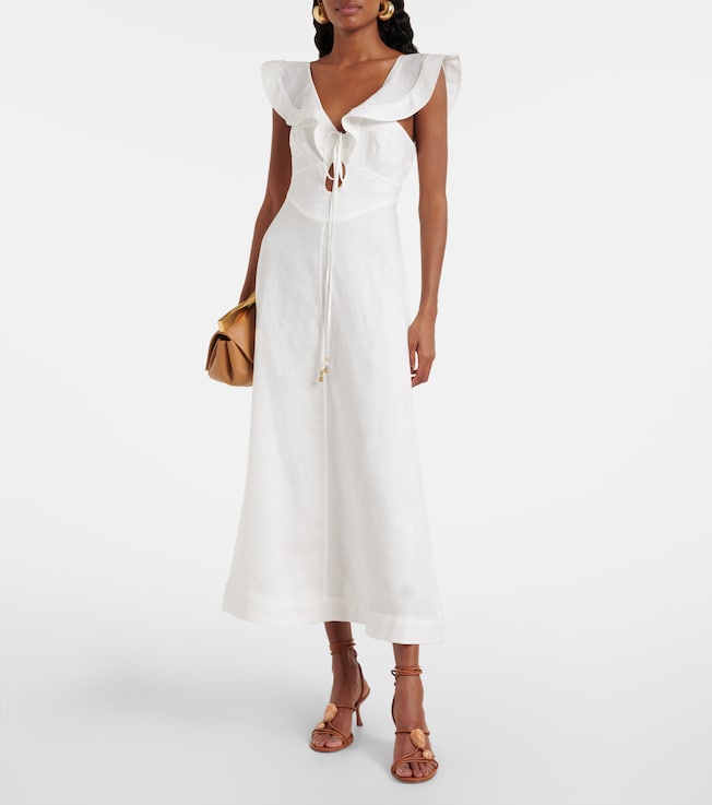 Zimmermann Rhiannon ruffled linen midi dress