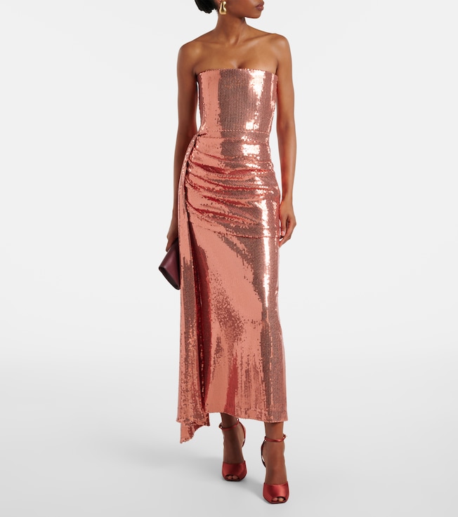 Alex Perry Draped sequined corset dress