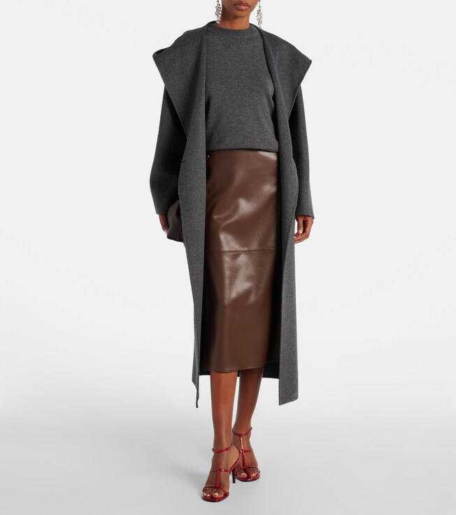 S Max Mara Plata faux leather midi skirt