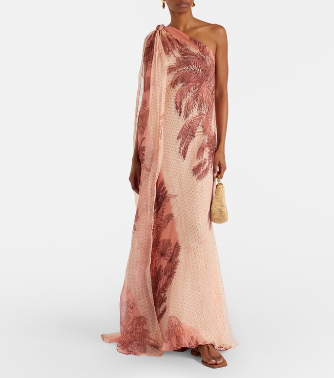 Johanna Ortiz Printed silk-blend lamé gown