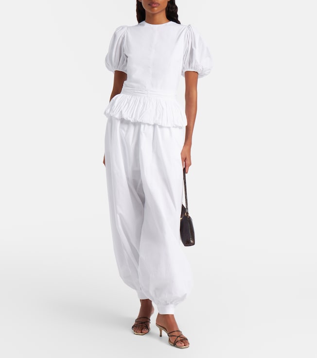 Rotate Nicola high-rise cotton poplin balloon pants