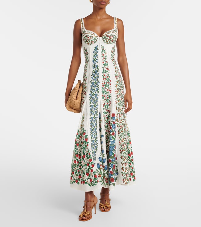 FARM Rio Floral linen-blend maxi dress
