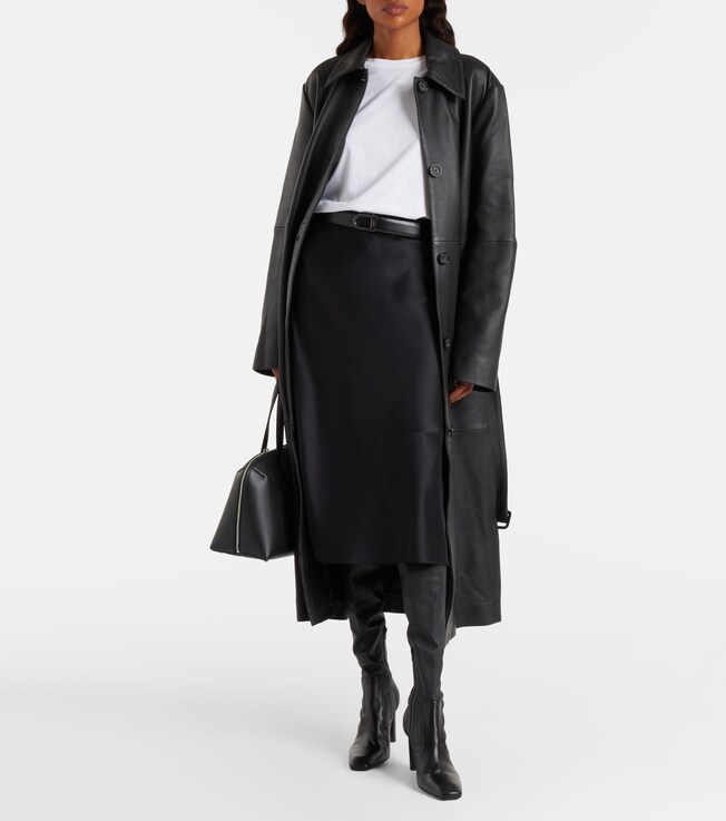JOSEPH Isaak silk satin midi-skirt