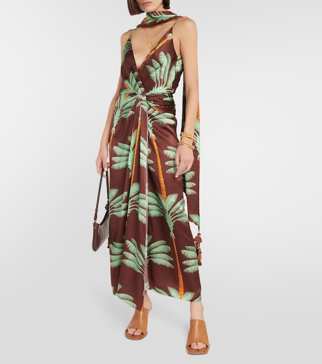 Johanna Ortiz Embroidered printed silk maxi dress
