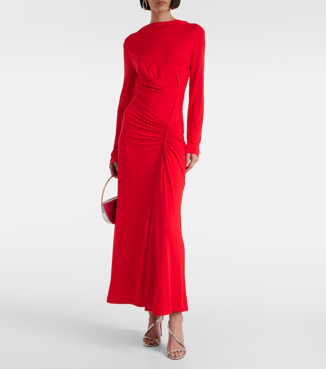 SIMKHAI Ferrera ruched jersey maxi dress