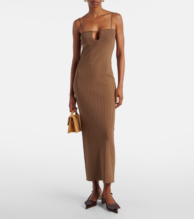 Jacquemus Sierra ribbed-knit midi dress
