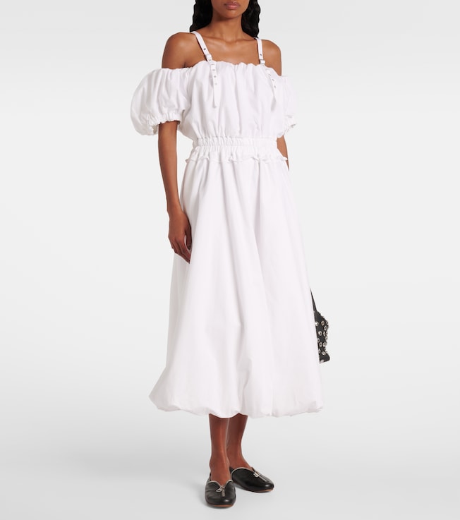 Noir Kei Ninomiya Off-shoulder cotton poplin midi dress