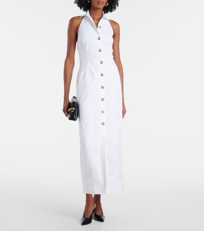 Balmain Open-back buttoned poplin shirt dress