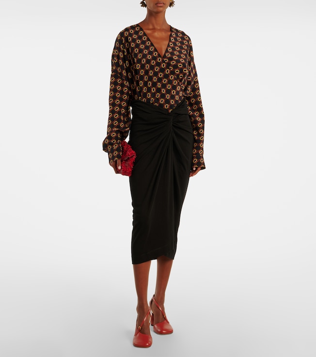 Dries Van Noten Draped printed silk top