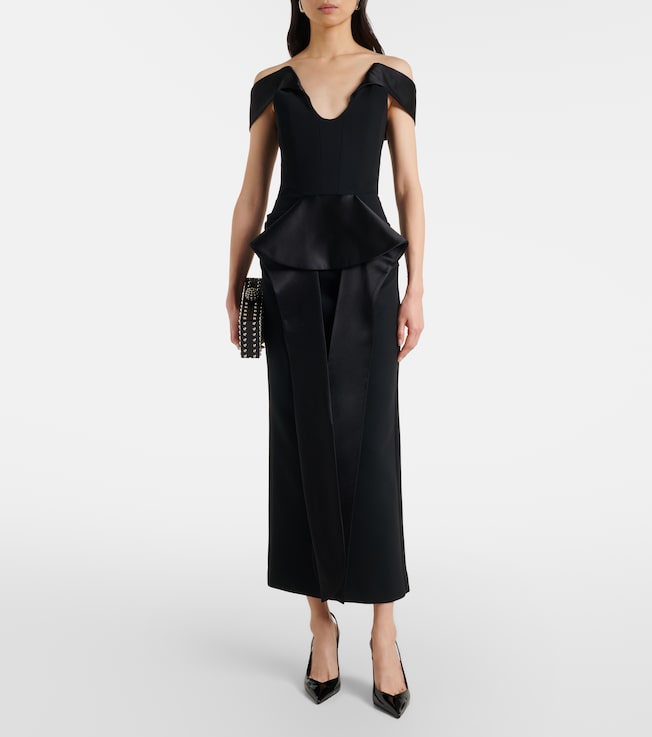 Maticevski Barrier off-shoulder satin midi dress