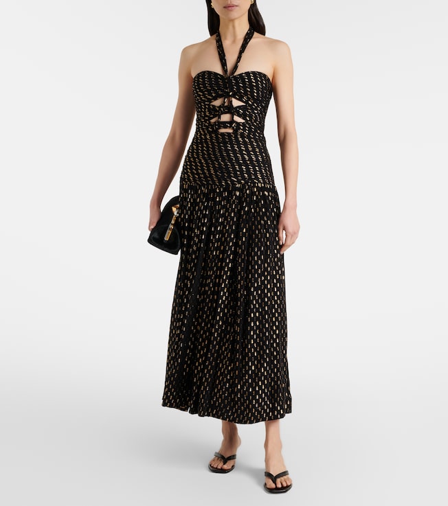 Zimmermann Daylight halterneck lamé midi dress
