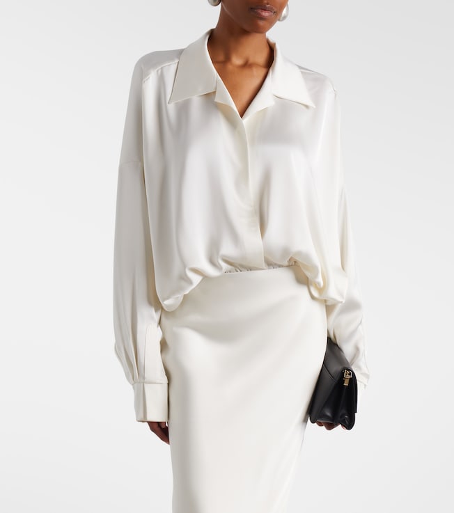 Norma Kamali Oversized satin bodysuit