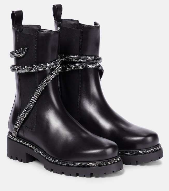 RENÉ CAOVILLA Cleo embellished leather Chelsea boots