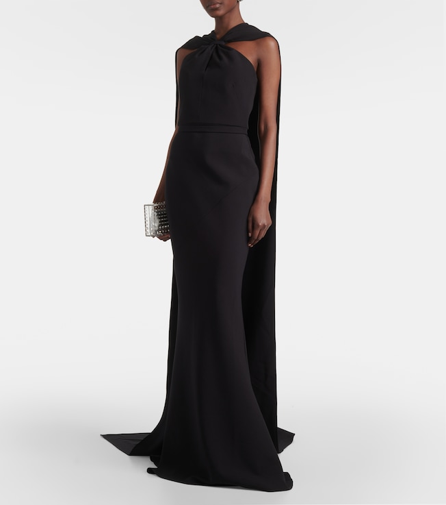 Safiyaa Lilien caped crepe gown
