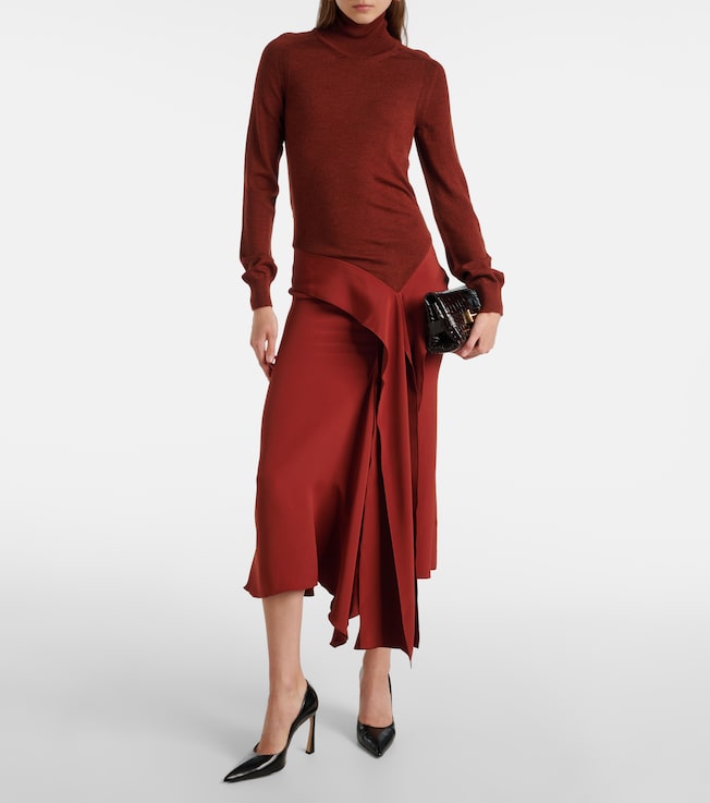 Victoria Beckham Turtleneck wool and crêpe midi dress